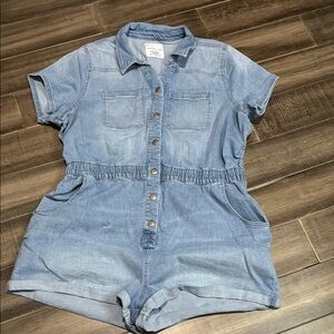Celebrity Pink Light Blue Denim Romper XXXL